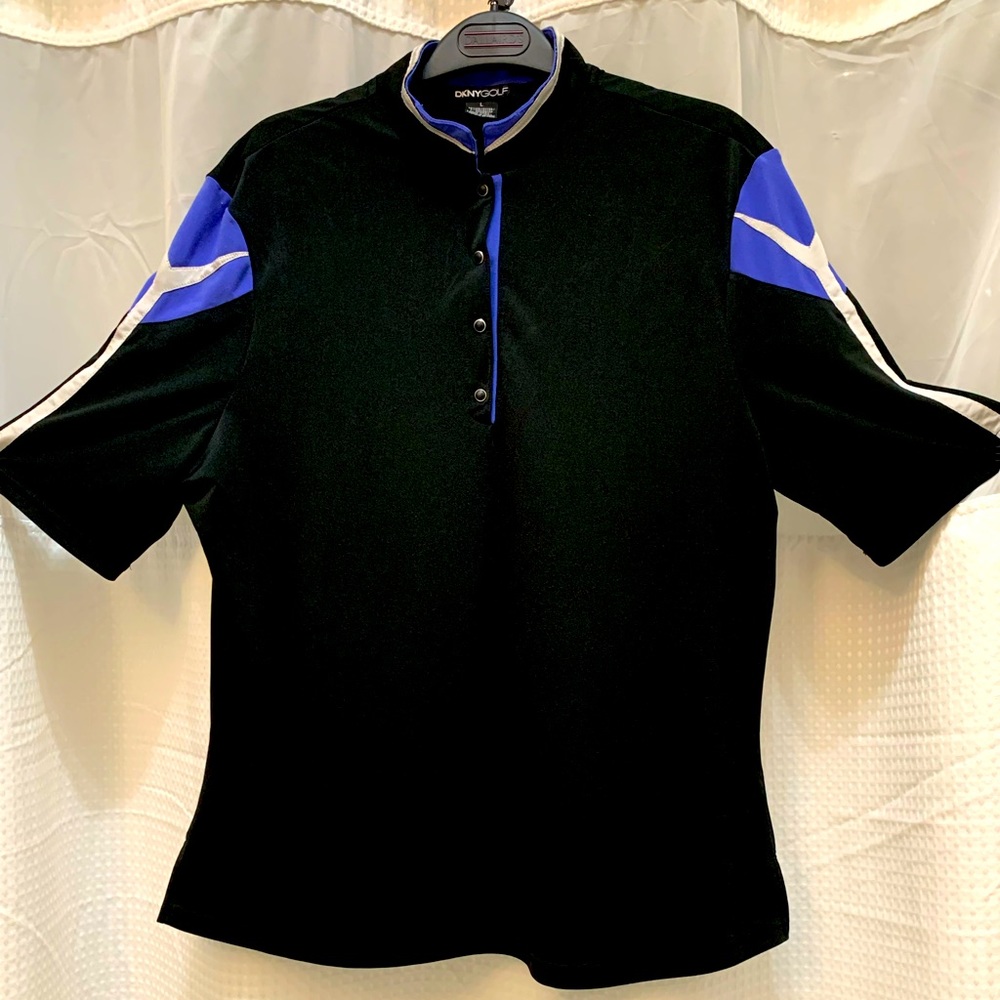 For the course, the courts, or a casual outfit, this DKNY shirt is comfortable.